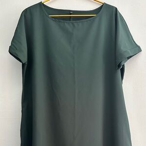 SHEIN HUNTER GREEN SHORT SLEEVE MIDI PLUS SIZE DRESS